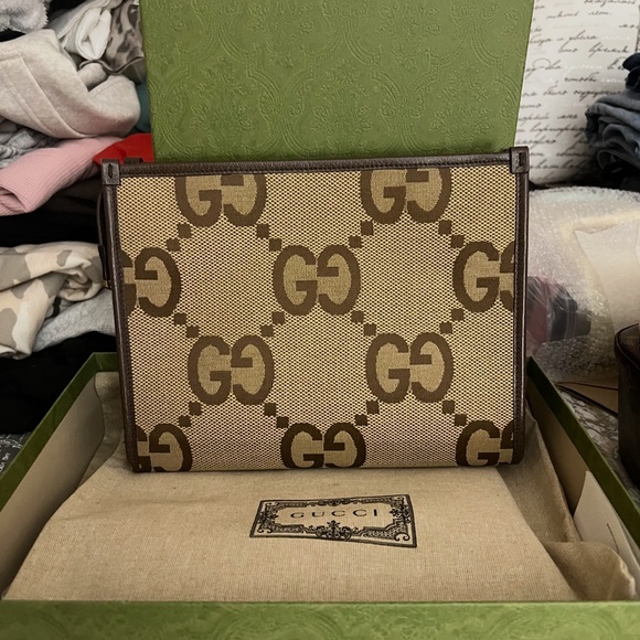Gucci Accessories - Gucci Beige and Brown GG Canvas Pouch
